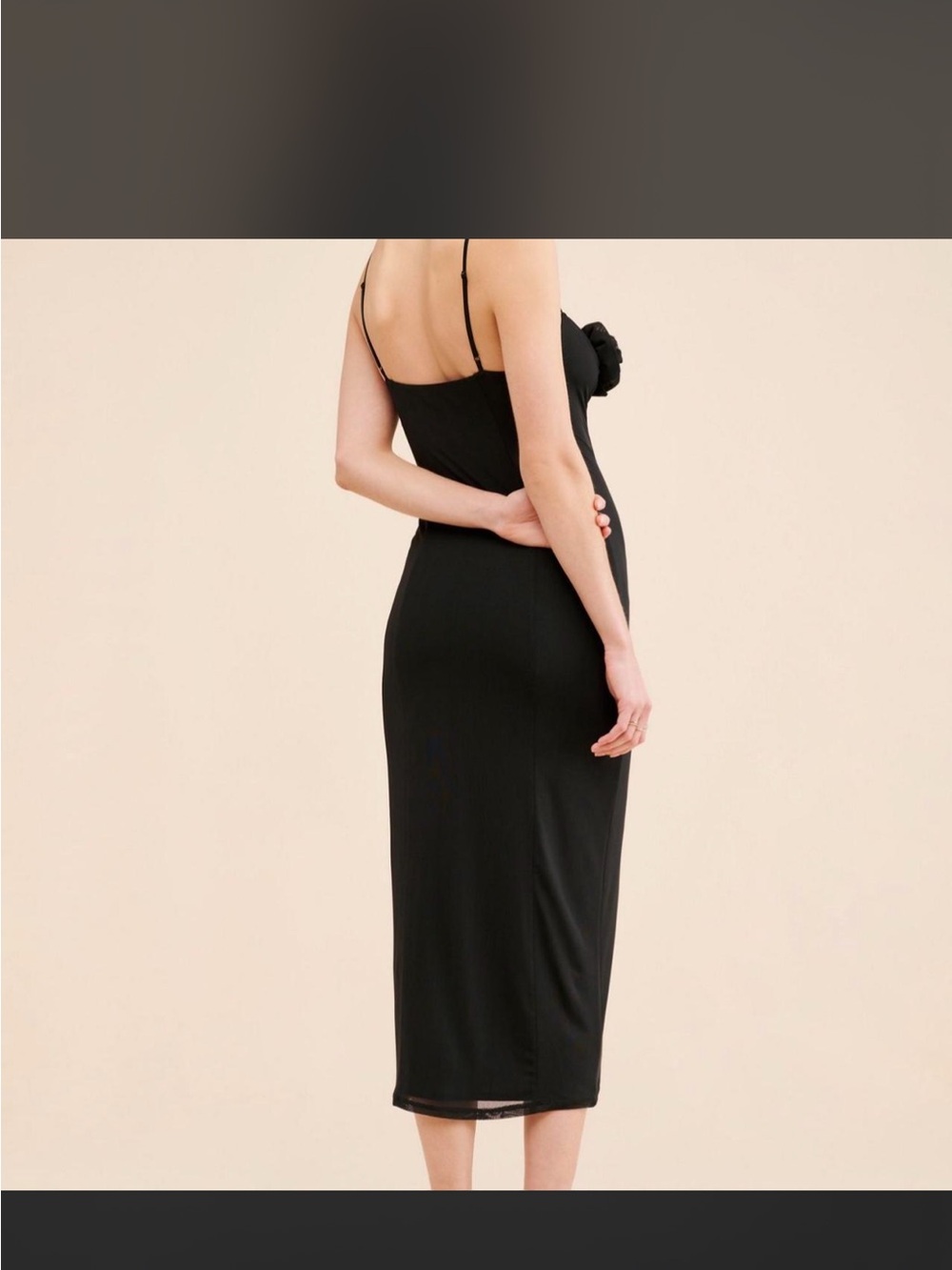 AFRM Black Rose-Applique Midi Dress - Picture 2 of 2